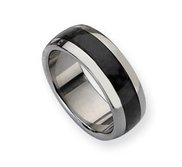 Stainless Steel and Carbon Fiber 8mm Polished Wedding Band