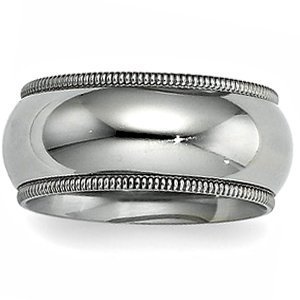 Sterling Silver 10mm Milgrain Comfort Fit  Wedding Band