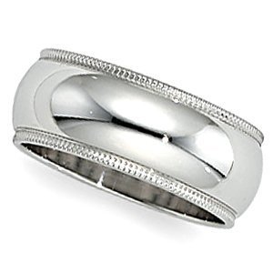 Sterling Silver 9mm Milgrain Wedding Band