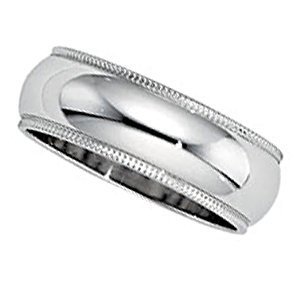 Sterling Silver 7mm Milgrain Wedding Band