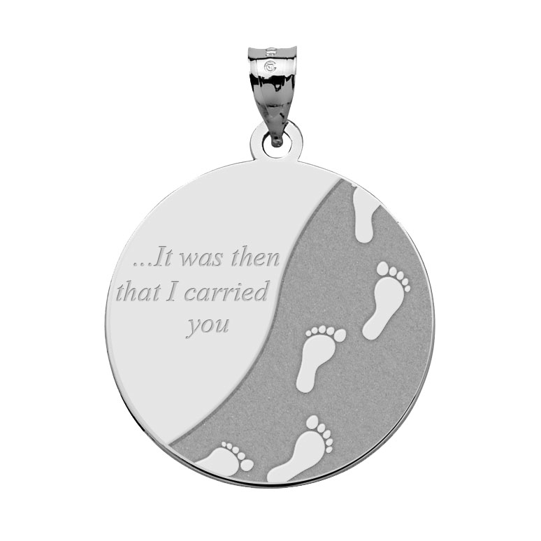 GiftJewelryShop Gold-Plated Footprints in The Sand White Crystal Charm Pendant Necklace