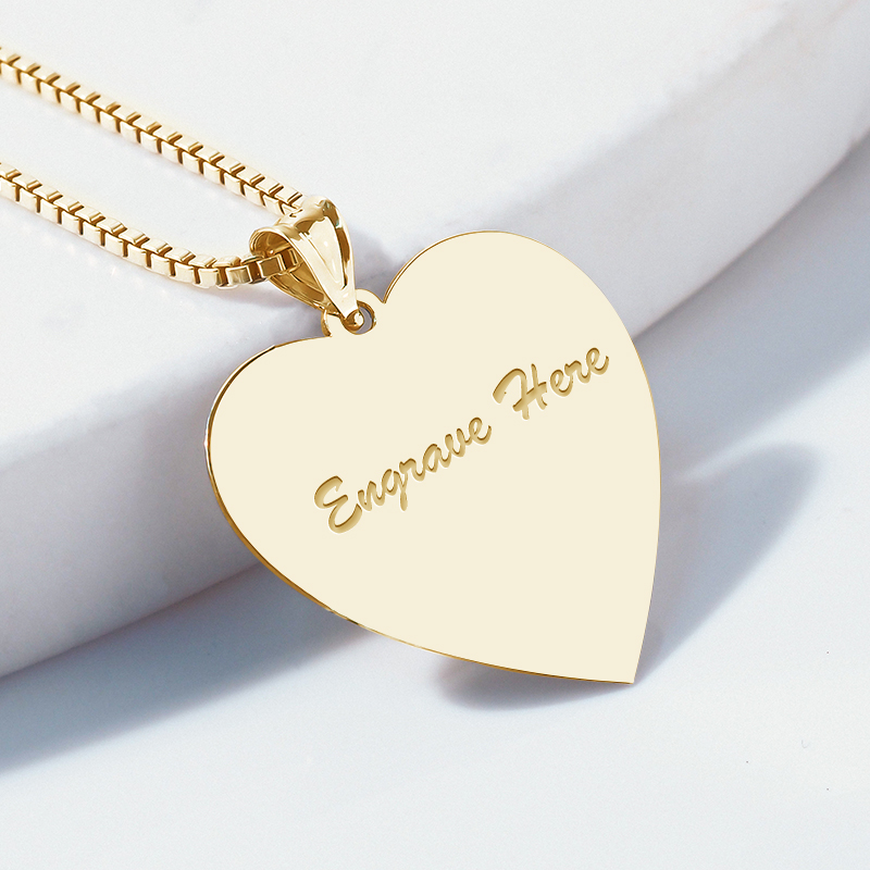 Engravable Heart Tag Pendant, Rose gold plated