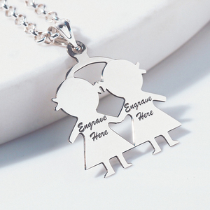 Engravable Two Girls Pendant or Charm