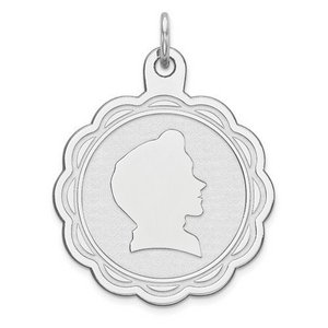 Engravable Sterling Silver Rope Frame Boy Pendant or Charm
