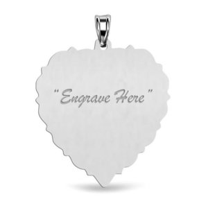 Engravable 14K White Gold Scalloped Heart Pendant or Charm
