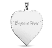 Engraved Heart Pendant Charm with Diamond Cut Edge