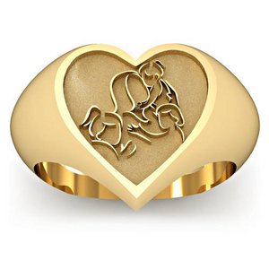 Mother with Three Daughters Heart Shaped  Mother s Ring 