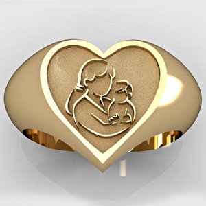 Mother and Son Heart Shaped  Mother s Ring 
