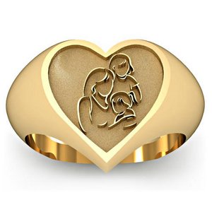 Mother with Two Daughters Heart Shaped  Mother s Ring 