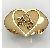 Mother with Son and Daughter Heart Shaped  Mother s Ring 