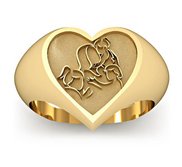 Mother with Three Daughters Heart Shaped  Mother s Ring 