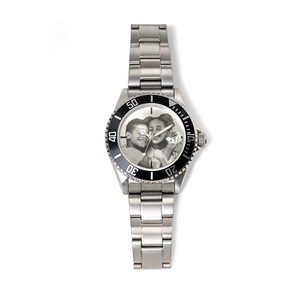 Men s Hologram Photo Silver Watch Black Dial