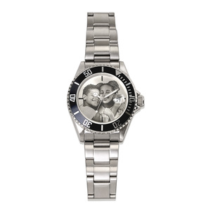 Men s Photo Engraved Watch with Black Dial