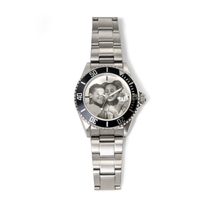 Men s Photo Engraved Watch with Black Dial