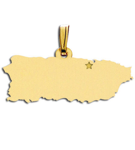 14k Yellow Gold Puerto Rico Island Pendant - Etsy