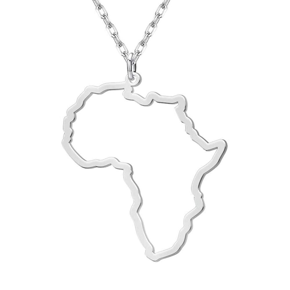 Gold Africa Map Pendant Necklace
