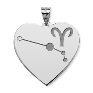 Aries Symbol Heart Charm or Pendant