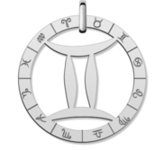 Cutout Round Gemini Symbol Charm or Pendant