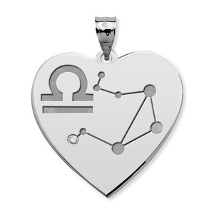 Libra Symbol Heart Charm or Pendant