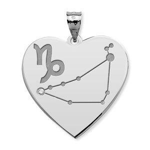 Capricorn Symbol Heart Charm or Pendant