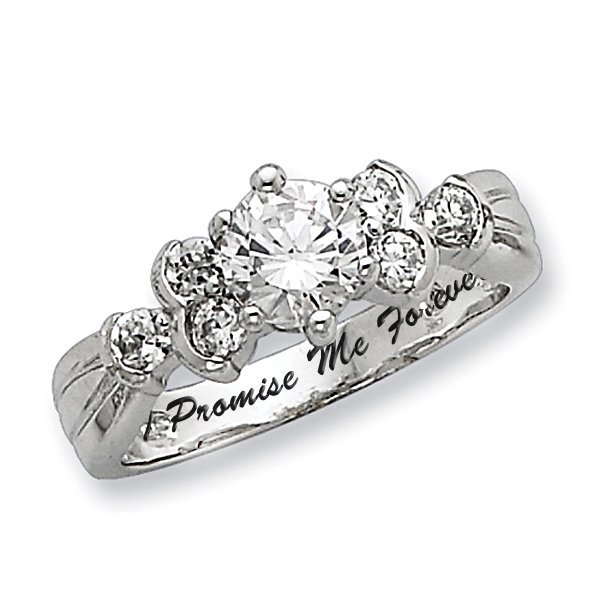 Women Ladies Female Eternity Solid 925 Sterling Silver CZ Solitaire Promise Ring 