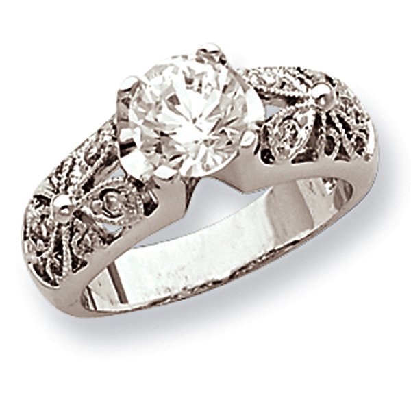 Sterling Silver Round Clear Cubic Zirconia Polished Promise Ring PG79652