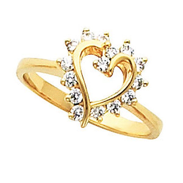 Jewel Tie Solid 14k Rose Yellow /& White Gold 15 Years Birthday Heart Ring Size 8.5