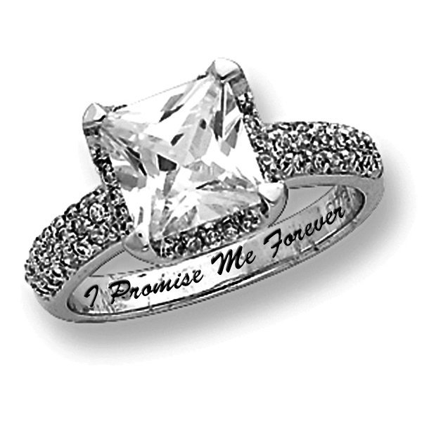Sterling Silver Square Cubic Zirconia Promise Ring PG79631