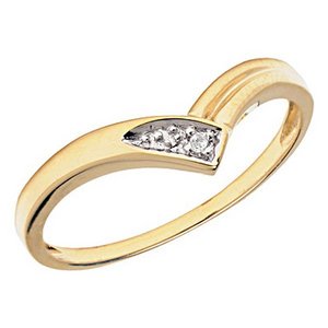 14K Gold Diamond V Shaped Promise Ring