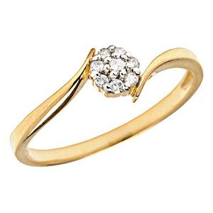 14K Gold Diamond Swirl Cluster Promise Ring