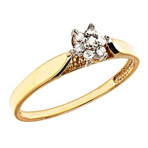 14K Gold Cluster Diamond Promise Ring