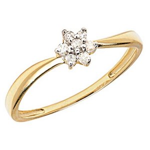 14K Gold Diamond Swirl Cluster Promise Ring