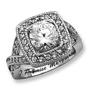 Sterling Silver Round 8 10mm Cubic Zirconia Promise Ring w  Halo