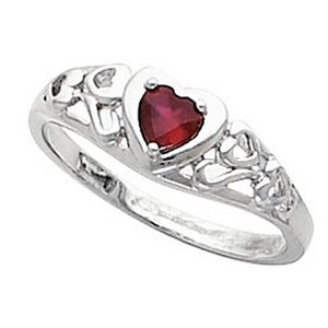 Solid Gold Heart Shaped Birthstone Promise Ring