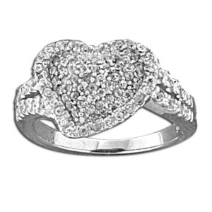 Sterling Silver Heart Cubic Zirconia Promise Ring