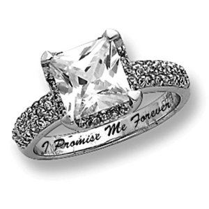 Sterling Silver Square Cubic Zirconia Promise Ring