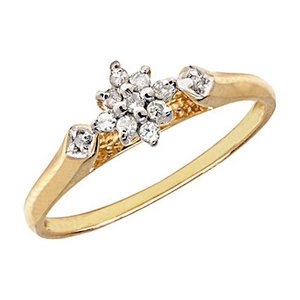 14K Gold Diamond Cluster Promise Ring