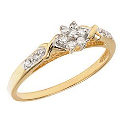 14K Gold Diamond Cluster Promise Ring
