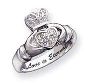 Sterling Silver Claddagh Cubic Zirconia Promise Ring