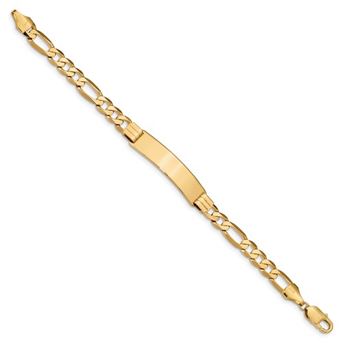 Custom Engraved 14k Gold Mens Figaro Link ID Bracelet
