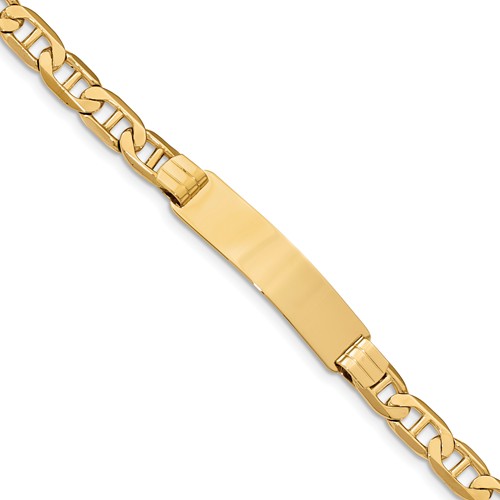 Youth Adult Lengths Personally Engraved Solid 14K Yellow Gold ID Bracelet Made in USA Customized 6.25 mm Wide Anchor Chain Bracelet
