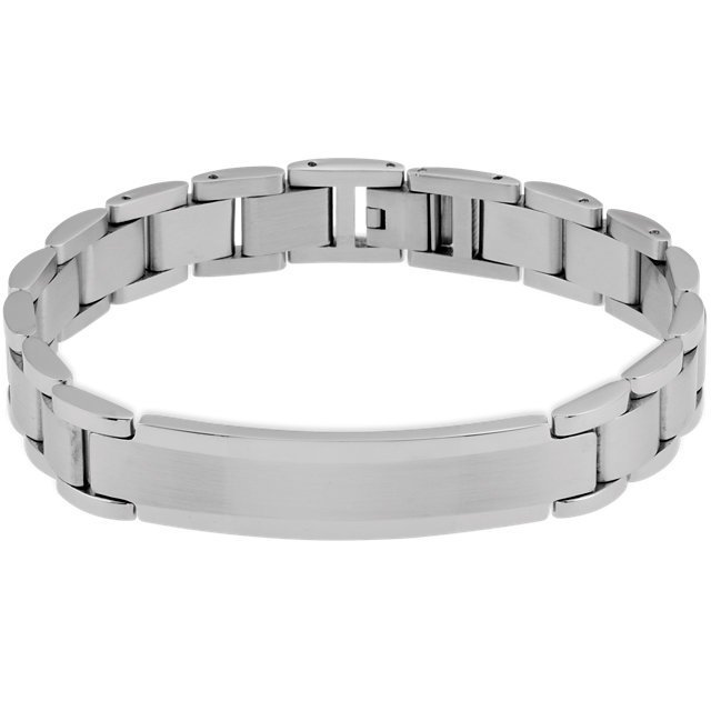 Custom Engraved Stainless Steel Men's Brushed ID Bracelet PG88634
