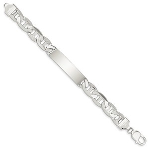 Custom Engraved Sterling Men s Silver Anchor Link ID Bracelet