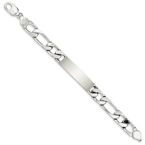 Custom Engraved Sterling Silver Men s Figaro Link ID Bracelet