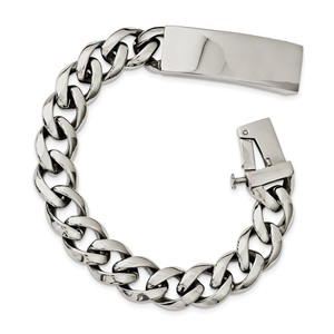 Custom Engraved Stainless Steel Men s Curb Link 8 5in ID Bracelet
