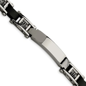 Custom Engraved Stainless Steel Men s Rubber 8 5in ID Bracelet