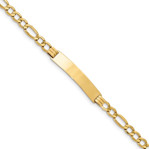 Custom Engraved 14k Gold Womens Figaro Link ID Bracelet