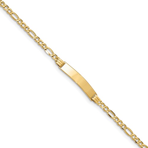 Custom Engraved 14k Gold Women's Figaro Link ID Bracelet - PG94430