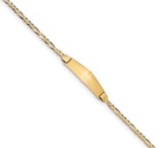 Custom Engraved 14k Gold Women s Figaro Link ID Bracelet
