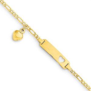 Custom Engraved 14k Gold Children s Heart Charm ID Bracelet